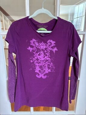 Earth Yoga Plum Long Sleeve Tee with Graphic
